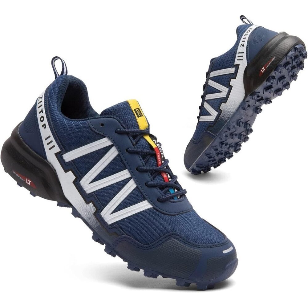 🆕 Men Blue Trail Running Shoes Waterproof Non-Slip All-Terrain Walking Hiking